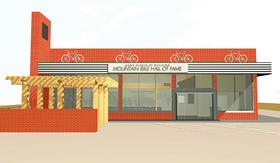 An artist's rendering of the remodeled home for the new Bicycle Museum.