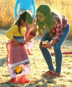 A young contestant prepares for a sack race, one of the events at the Farmers Olympics to be held at the Sebastopl Grange on July 7. See the flier below for details.
