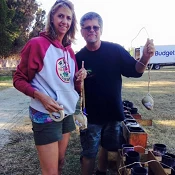 Judy Groverman Walker and Drew Dominguez lighting fireworks